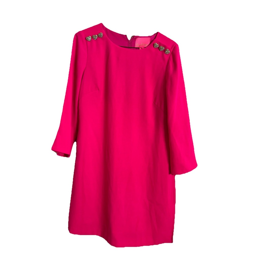 Lilly Pulitzer Annwyn Long Sleeve Romper Pink Palms $238 Size 0 Hot Pink